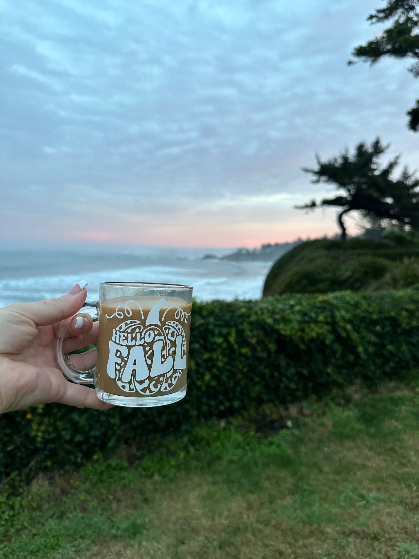 Hello Fall | UVDTF | 12 oz Clear Coffee Mug