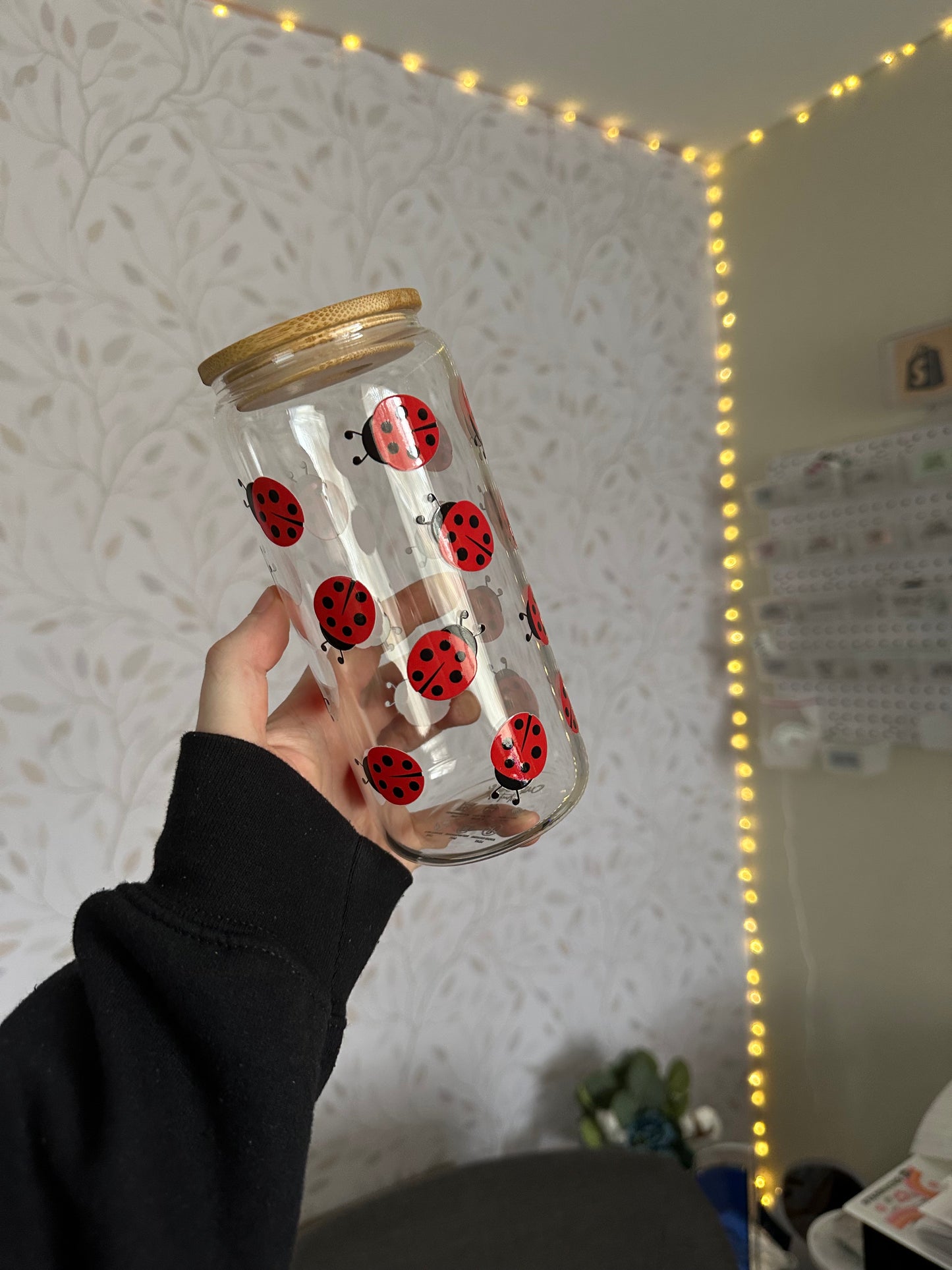 Ladybug | VINYL | 20 oz Libbey Can Glass with Bamboo Lid & Straw