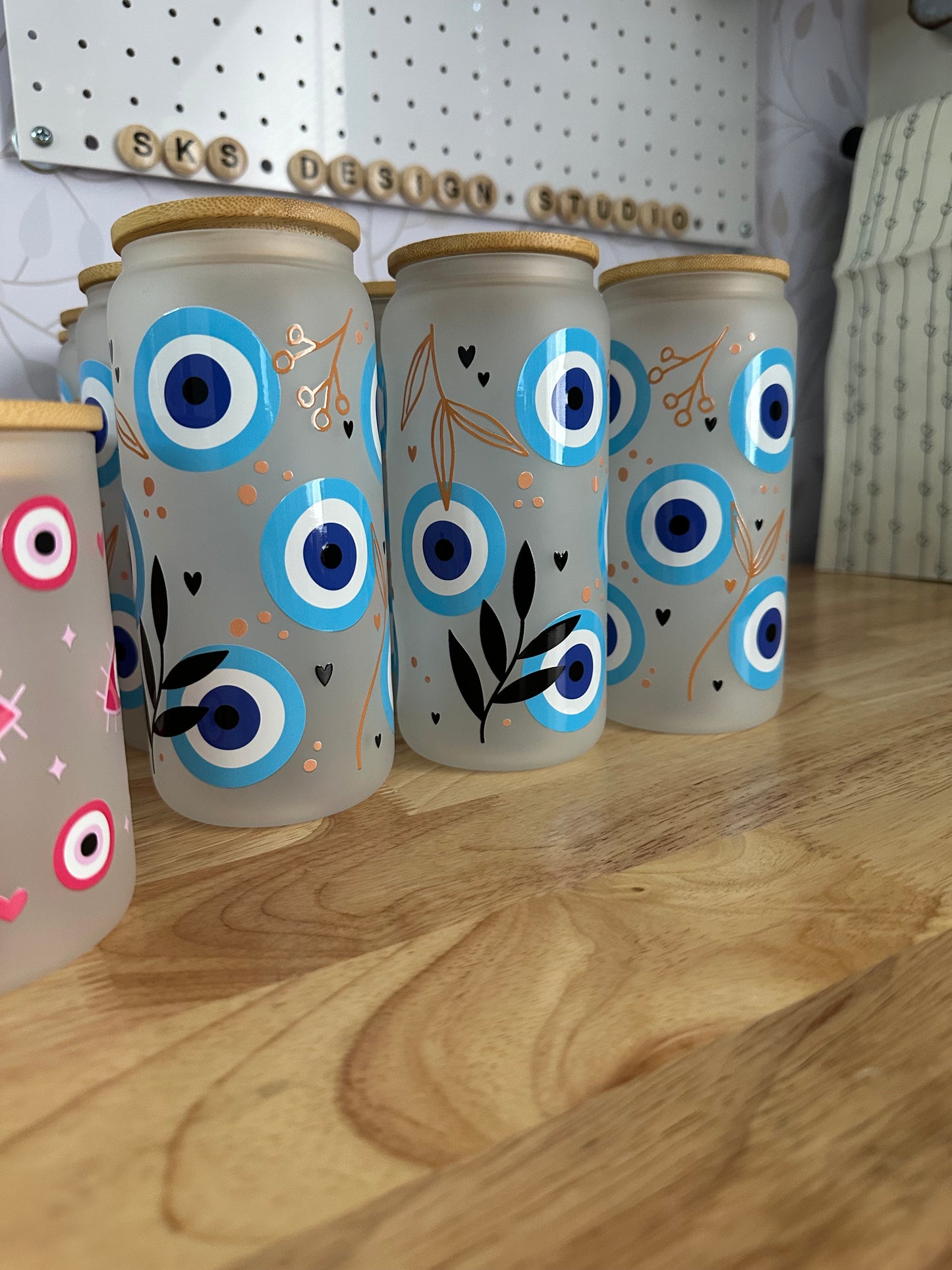 Evil Eye | UVDTF | 20 oz Libbey Can Glass with Bamboo Lid & Straw
