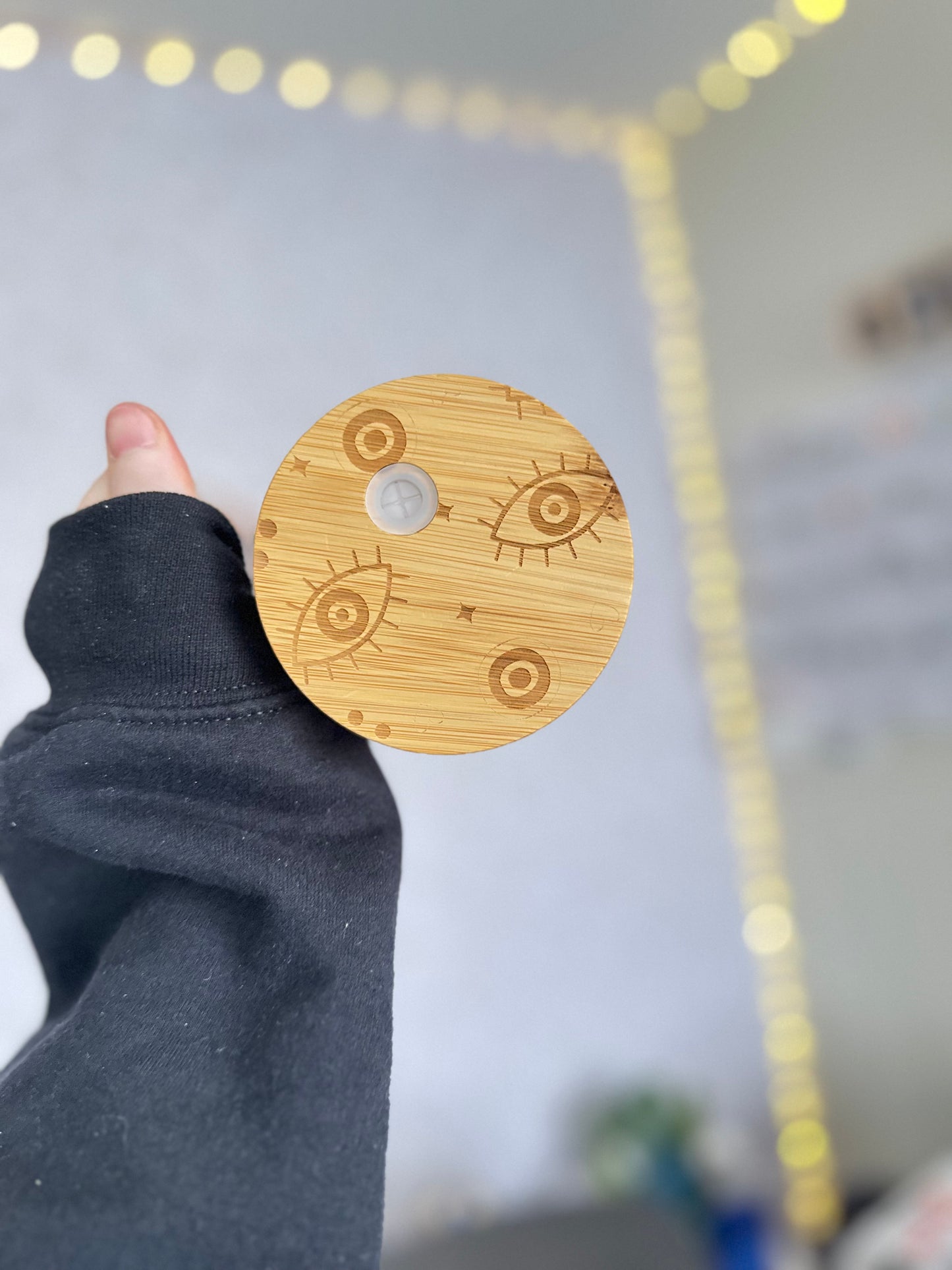 Evil Eye - Pink | UVDTF | 15oz Mug with Handle, Bamboo Lid & Straw