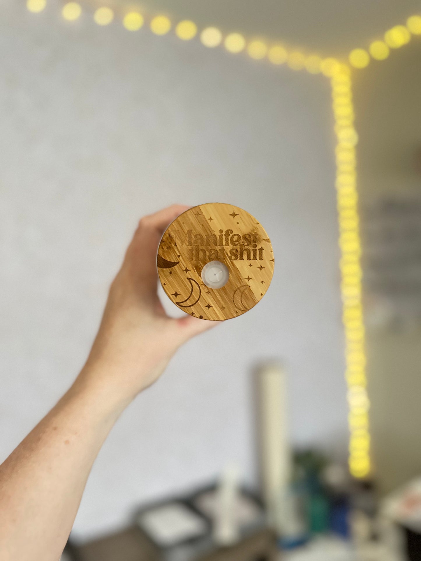 Manifest That Shit | UVDTF | 20 oz Libbey Can Glass with Bamboo Lid & Straw