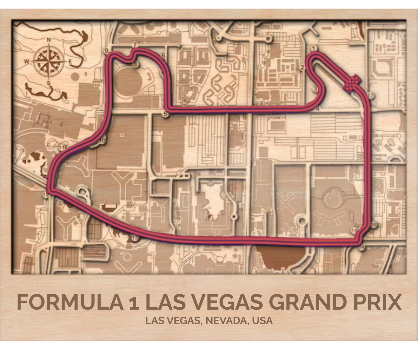 Formula 1 Las Vegas Grand Prix | ENGRAVED | Topo Map
