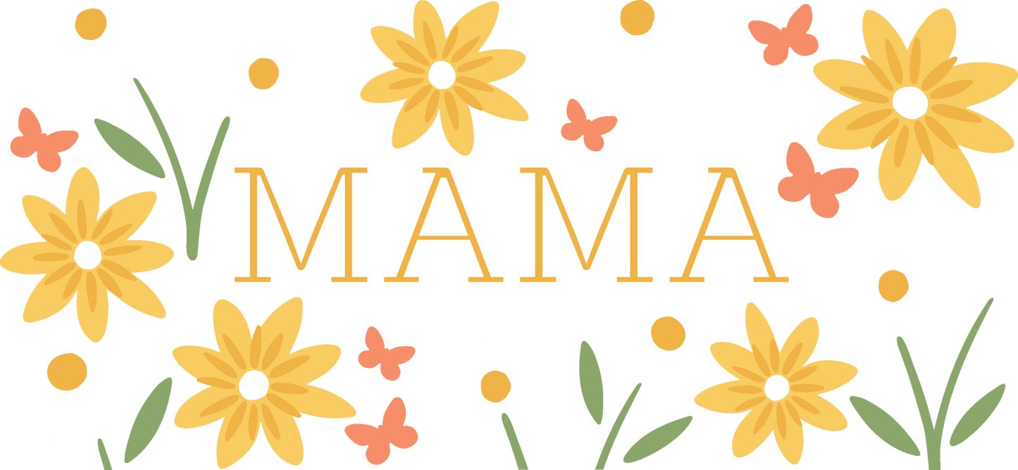 Summer Meadow - Mama | UVDTF | 40 oz Glass Tumbler with Bamboo Lid & Straw