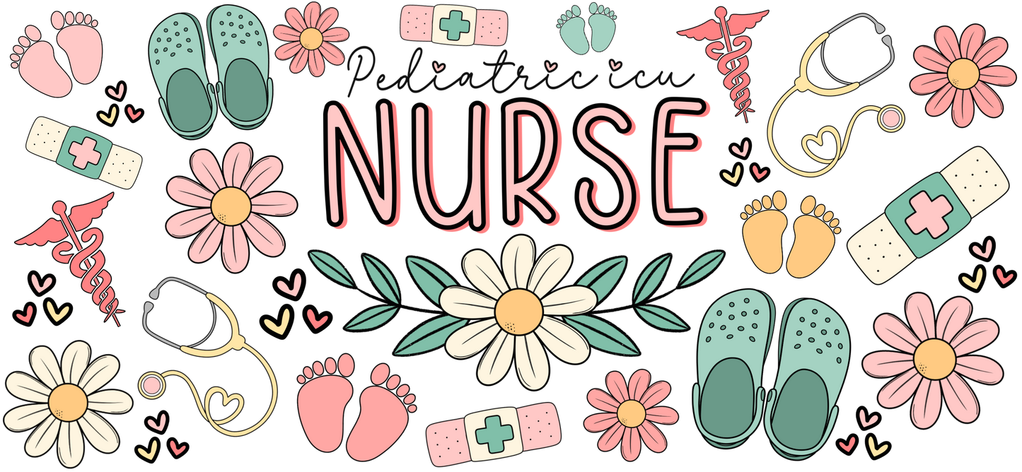 Pediatric ICU (PICU) Nurse | UVDTF | 40oz Glass Tumbler with Bamboo Lid & Straw