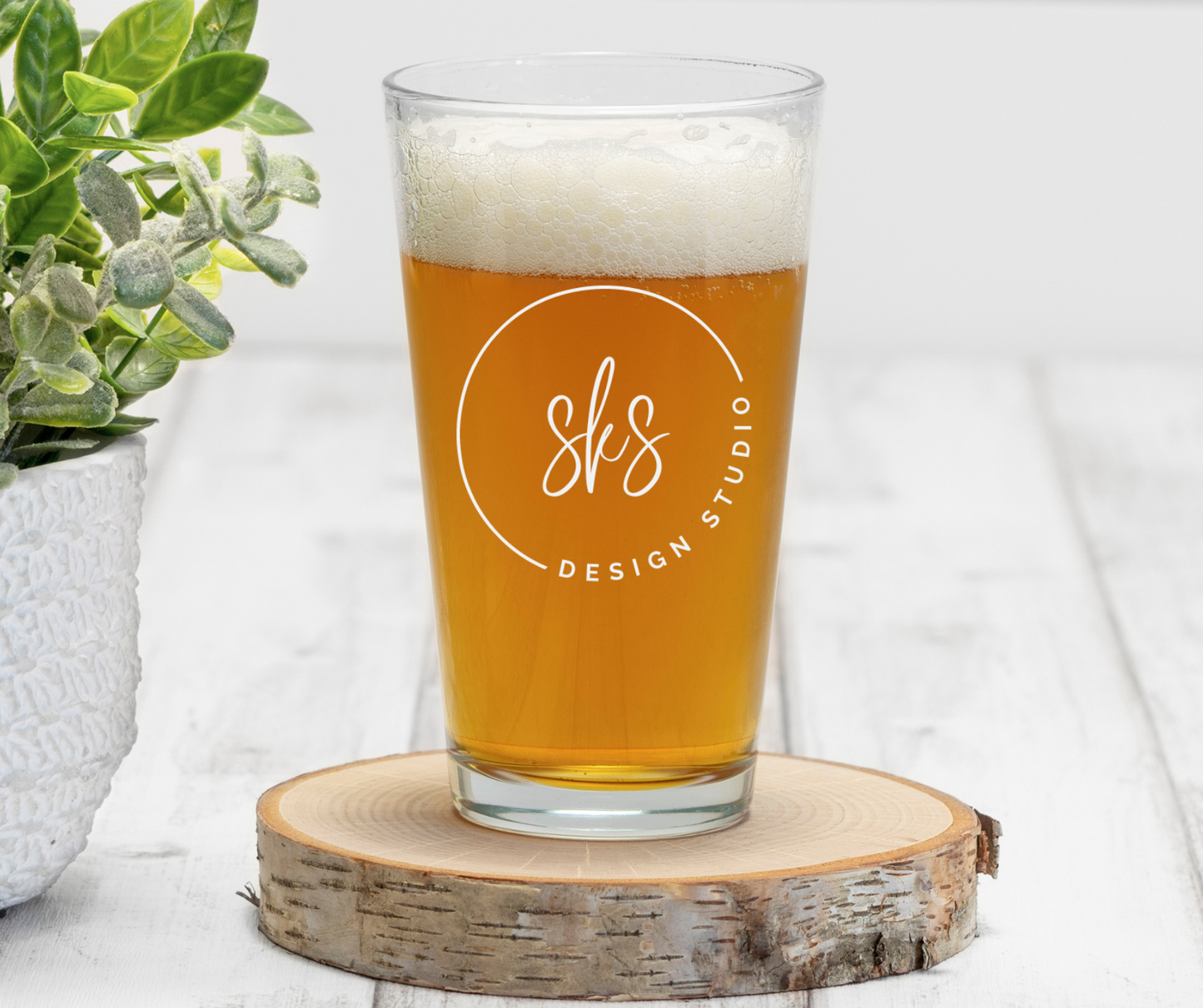 Custom Logo | ENGRAVED | 16 oz Pint Glass