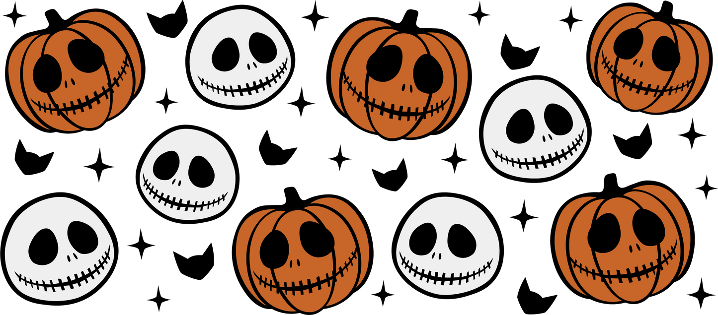 Pumpkin Jack | UVDTF | 40 oz Glass Tumbler with Bamboo Lid & Straw