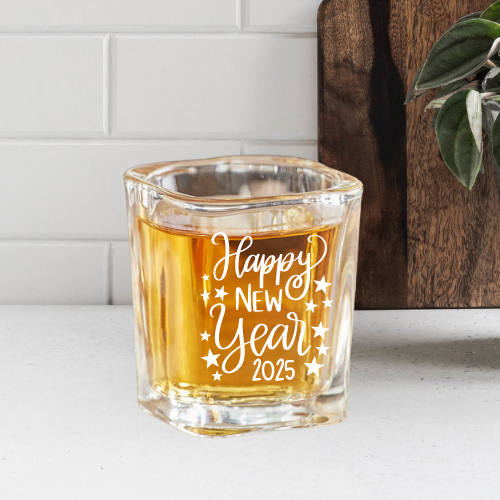 Happy New Year 2025 | ENGRAVED | 2oz Square Shot Glass