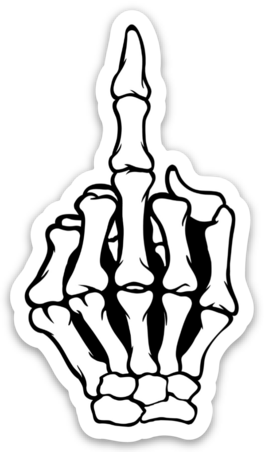 Skelly Middle Finger Sticker