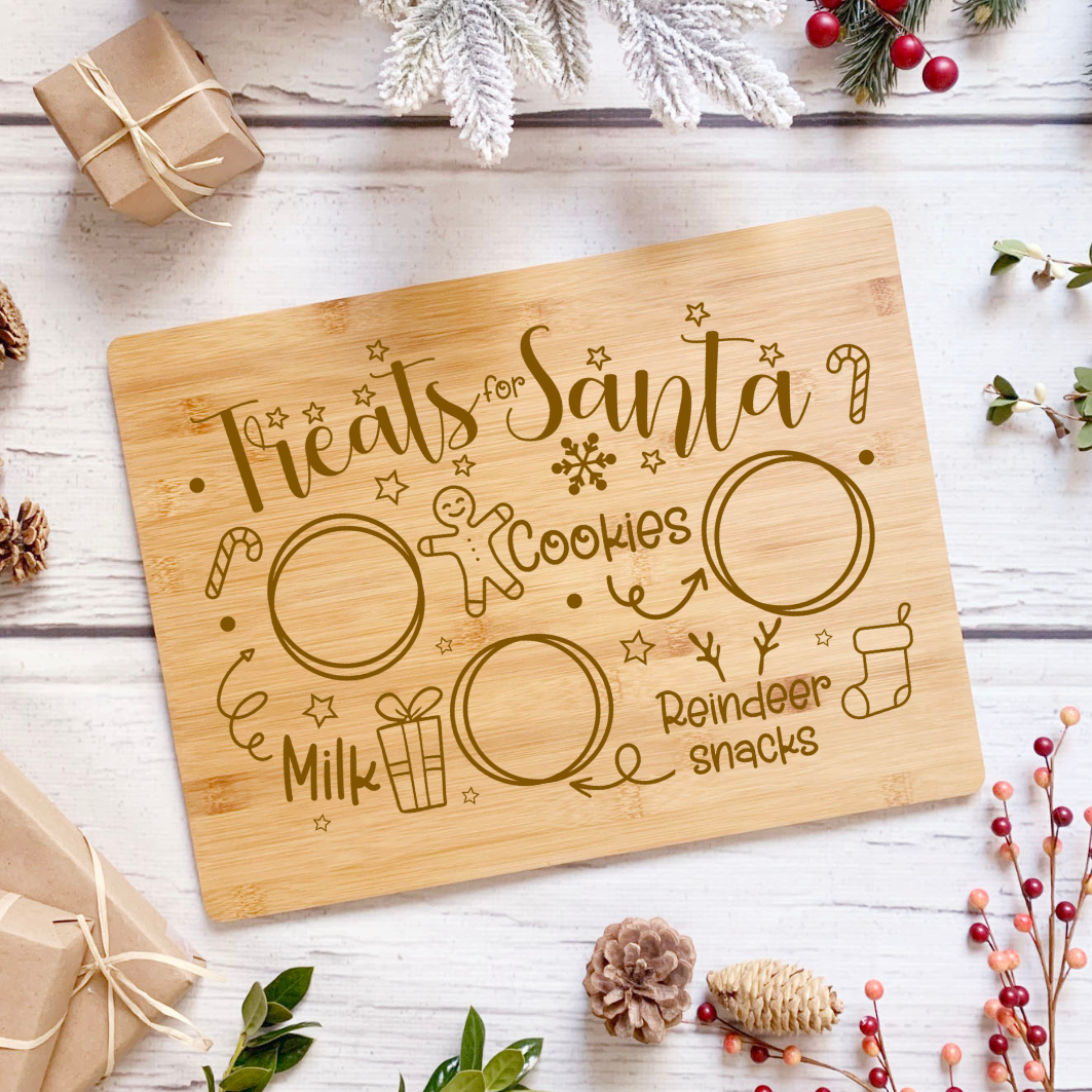 Treats for Santa | ENGRAVED | 12" x 9" Cutting Board