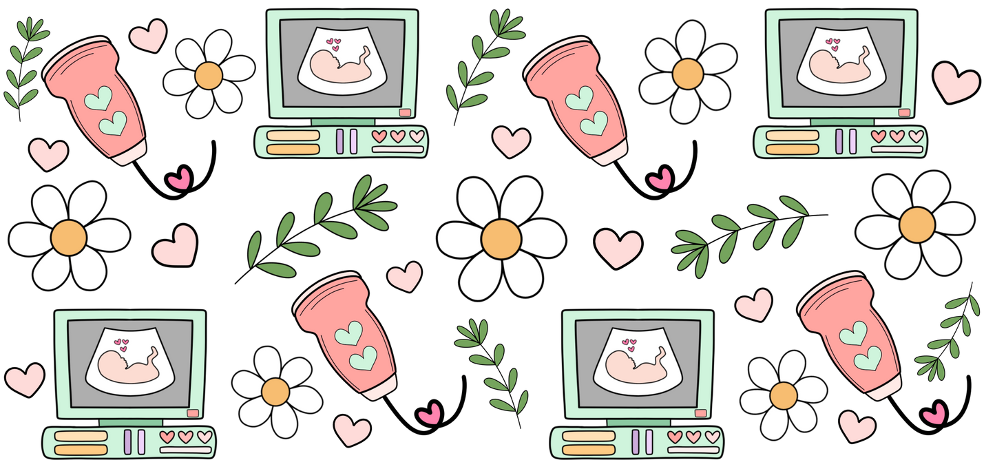 Ultrasound | UVDTF | 40oz Glass Tumbler with Bamboo Lid & Straw