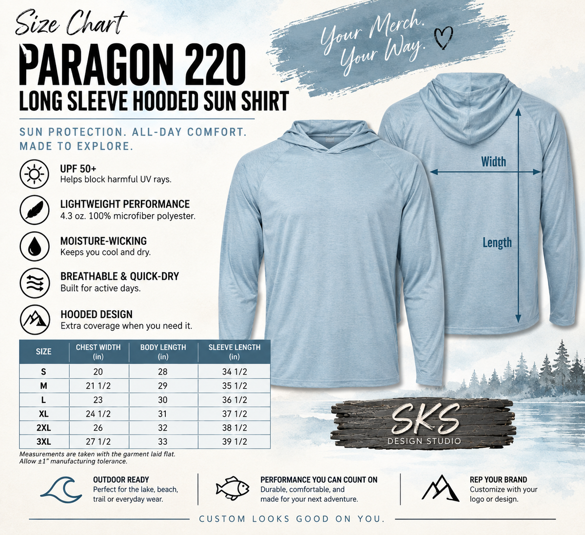 CUSTOM LOGO | Hooded Long Sleeve Sun Shirt [PARAGON]