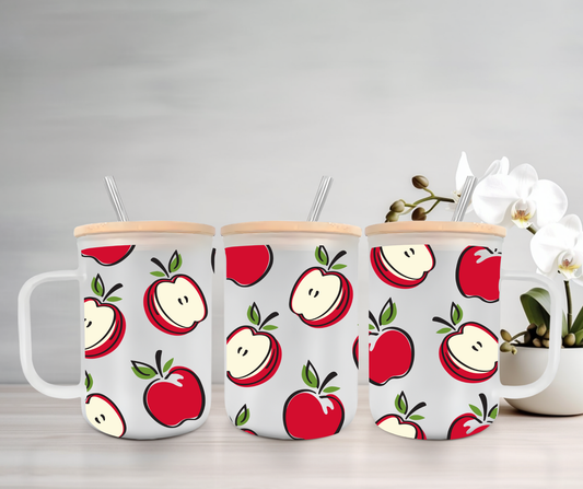 Apples | UVDTF | 15oz Mug with Handle, Bamboo Lid & Straw