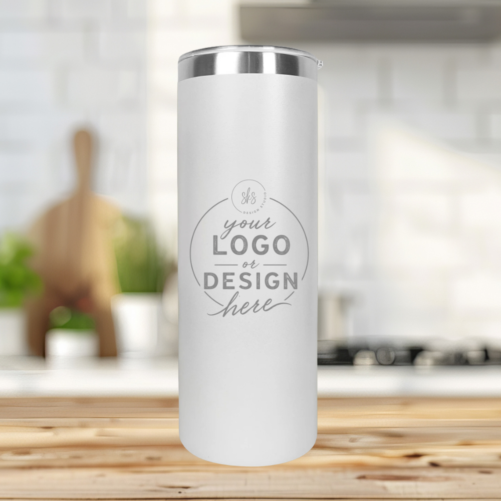 CUSTOM LOGO | ENGRAVED | 20oz Skinny Stainless Steel Tumbler