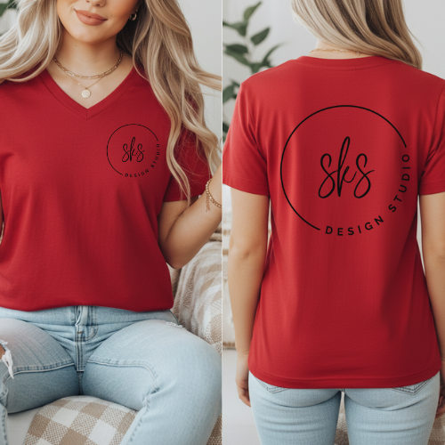 CUSTOM LOGO | Women's V-Neck T-Shirt [BELLA CANVAS]