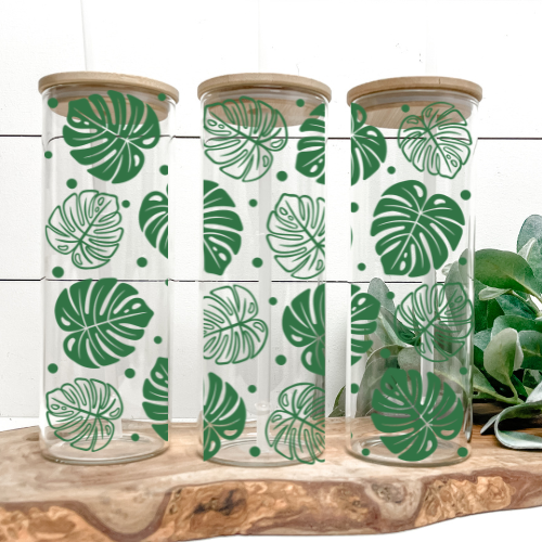 Monstera | VINYL | 25oz Skinny Glass Tumbler