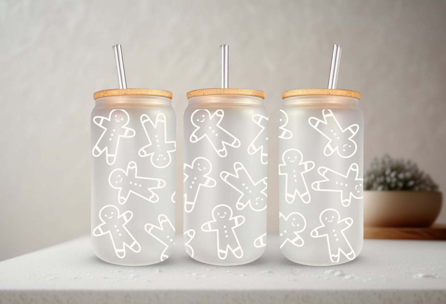 Gingerbread Cookies | VINYL | 20 oz Libbey Can Glass with Bamboo Lid & Straw