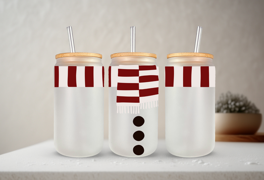 Snowman | VINYL | 20 oz Libbey Can Glass with Bamboo Lid & Straw