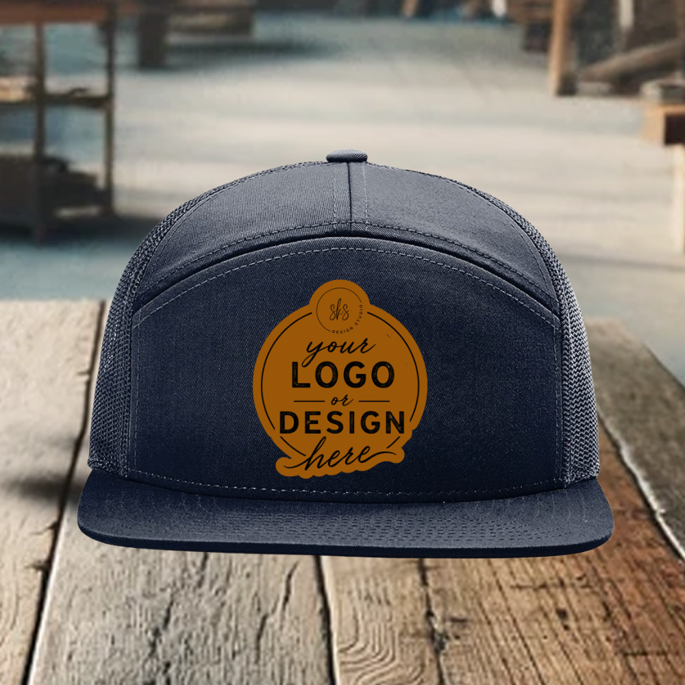 CUSTOM LOGO | Richardson 168 Seven-Panel Hat with Laser Engraved Leather Patch
