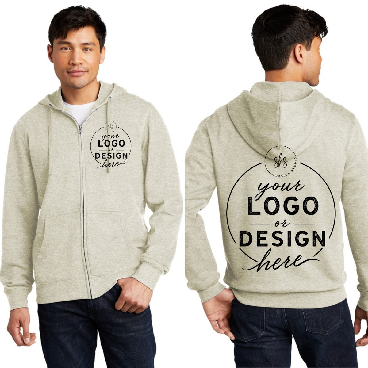 CUSTOM LOGO | Unisex Zip Up Hoodie [DISTRICT]