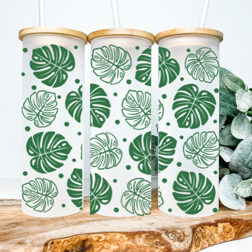 Monstera | VINYL | 25oz Skinny Glass Tumbler