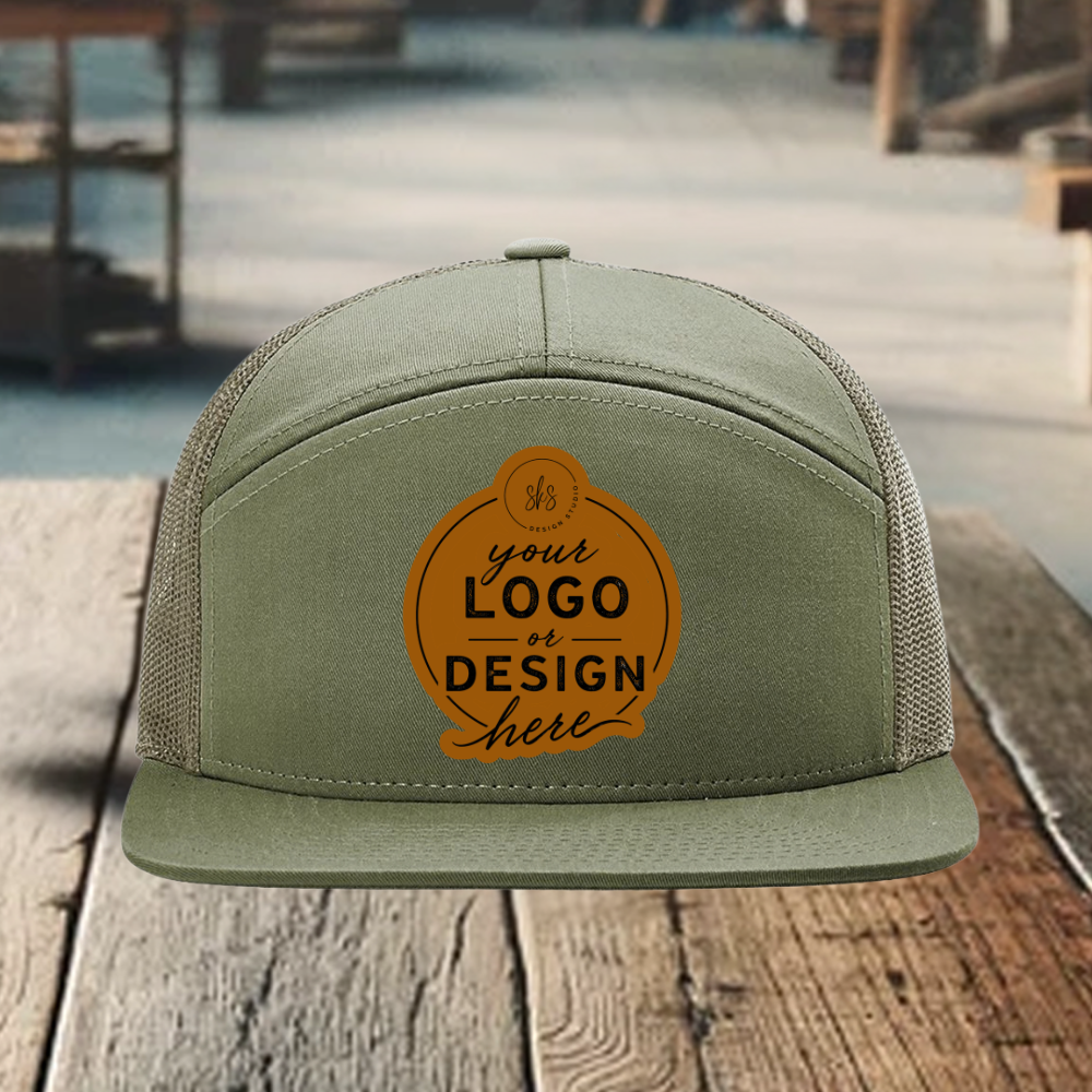 CUSTOM LOGO | Richardson 168 Seven-Panel Hat with Laser Engraved Leather Patch