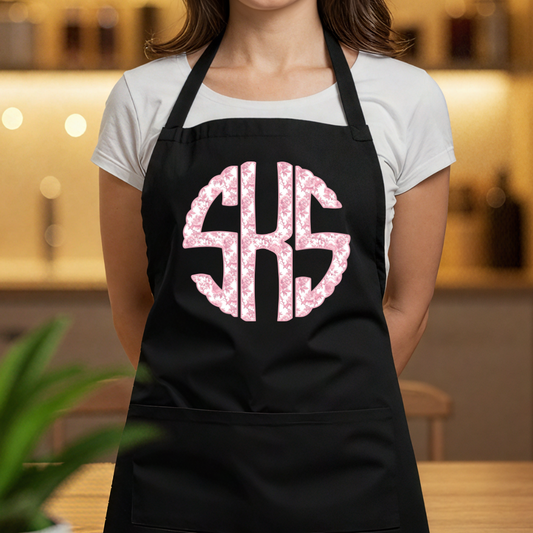 Pink Chinoiserie Monogram | Apron with Pocket