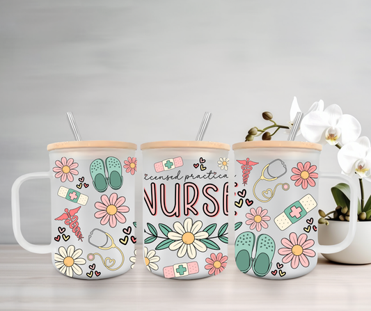 Licensed Practical Nurse (LPN) | UVDTF | 15oz Mug with Handle, Bamboo Lid & Straw