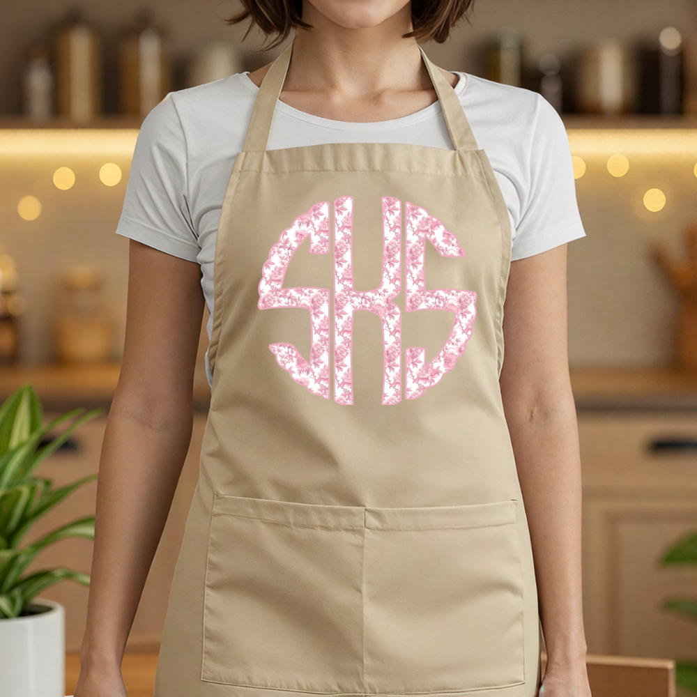 Pink Chinoiserie Monogram | Apron with Pocket