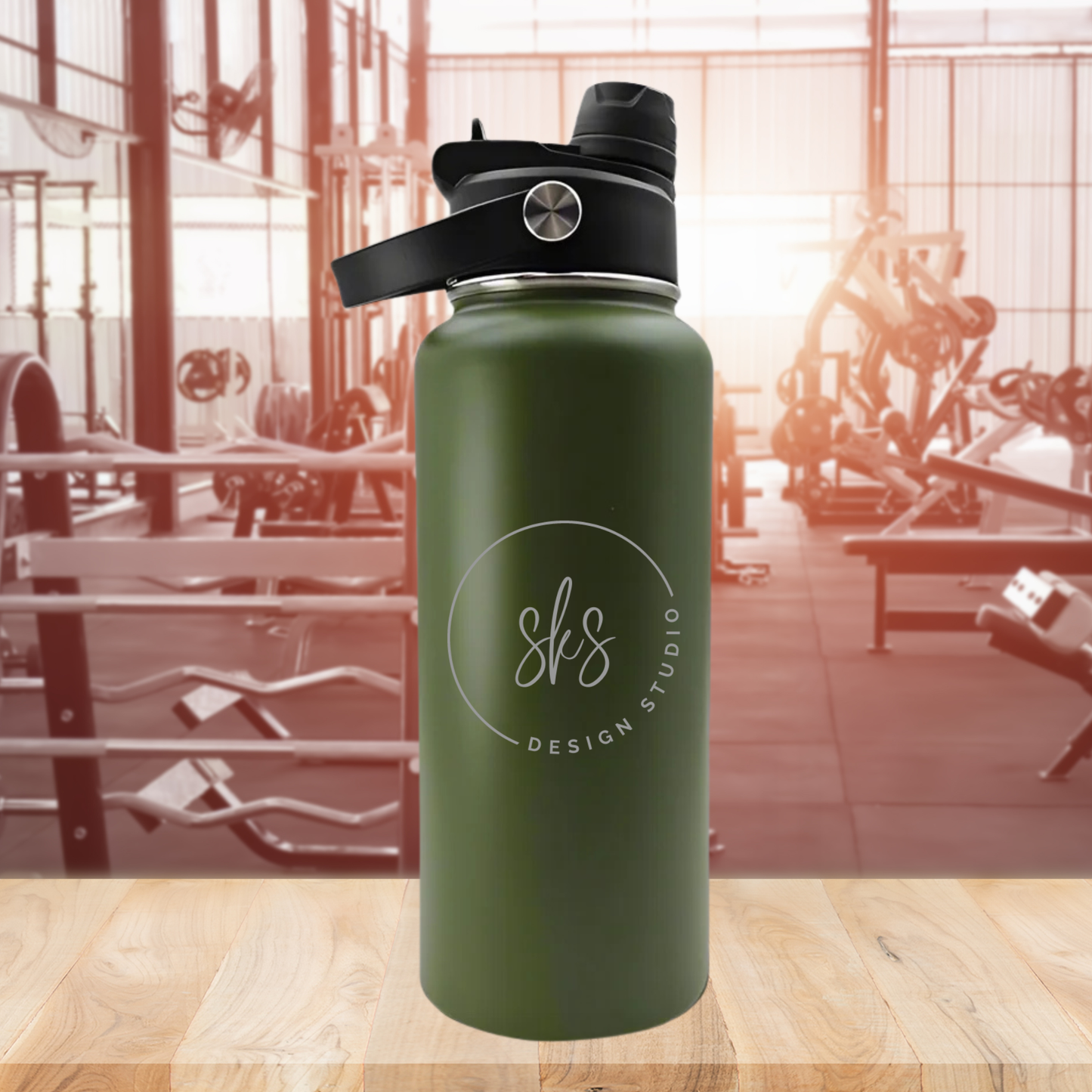 CUSTOM LOGO | ENGRAVED | 32oz Stainless Steel Sports Water Bottle