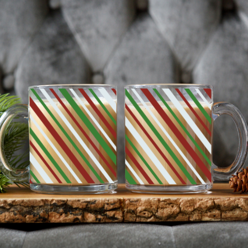 Christmas Stripes | VINYL | 12 oz Clear Coffee Mug