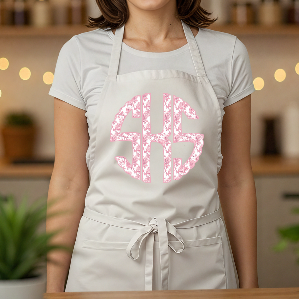 Pink Chinoiserie Monogram | Apron with Pocket