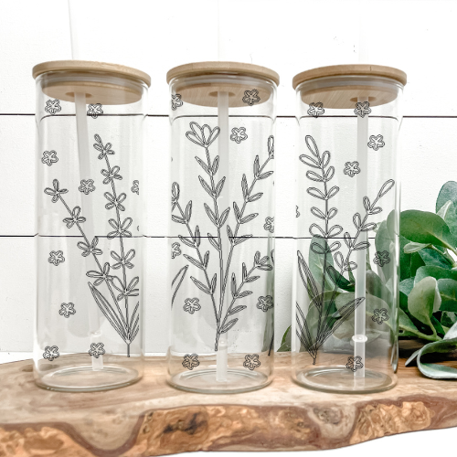 Wildflowers | VINYL | 25oz Skinny Glass Tumbler