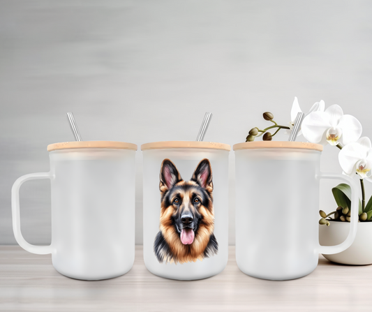 Dog Breeds | UVDTF | 15oz Mug with Handle, Bamboo Lid & Straw