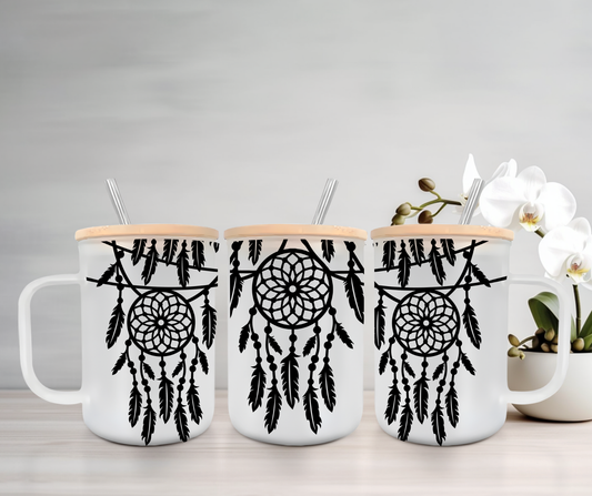 Dreamcatcher | UVDTF | 15oz Mug with Handle, Bamboo Lid & Straw
