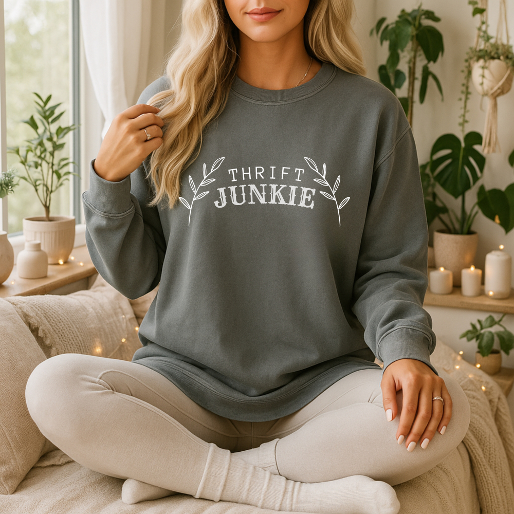 Thrift Junkie | Unisex Crewneck Sweatshirt [COMFORT COLORS]