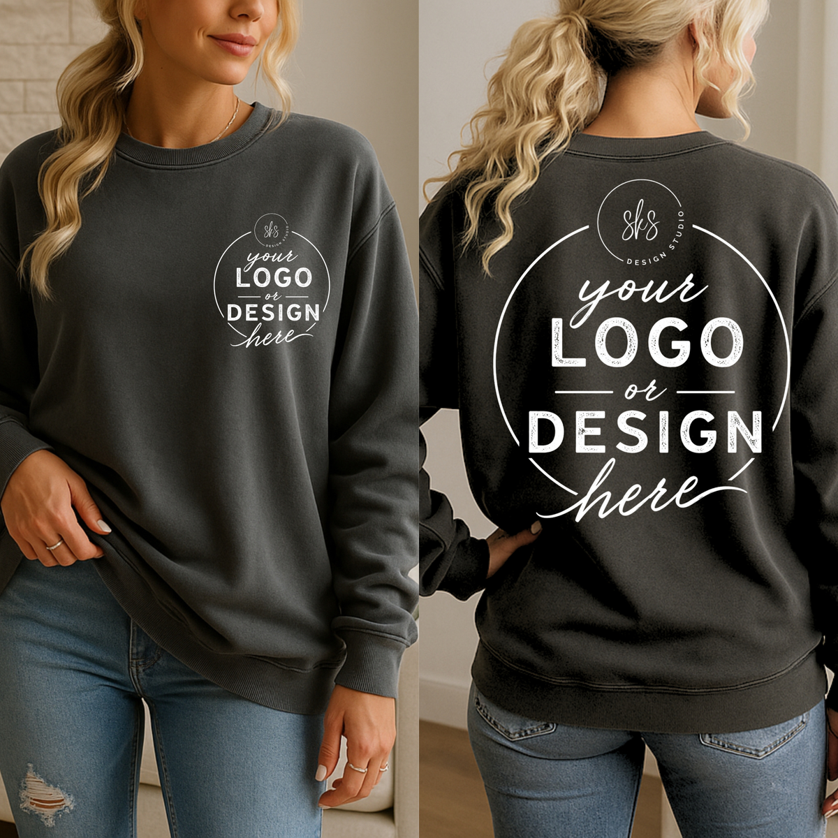CUSTOM LOGO | Unisex Crewneck Sweatshirt [COMFORT COLORS]