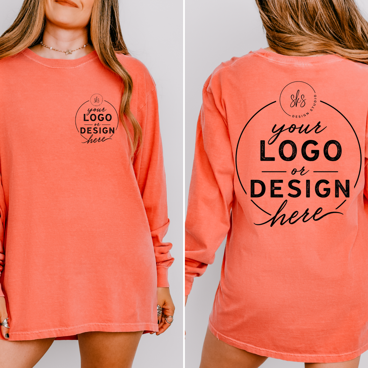 CUSTOM LOGO | Unisex Long Sleeve Shirt [COMFORT COLORS]
