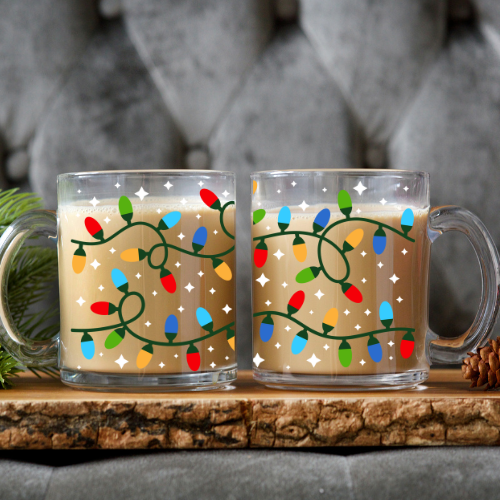 Christmas Lights | VINYL | 12 oz Clear Coffee Mug