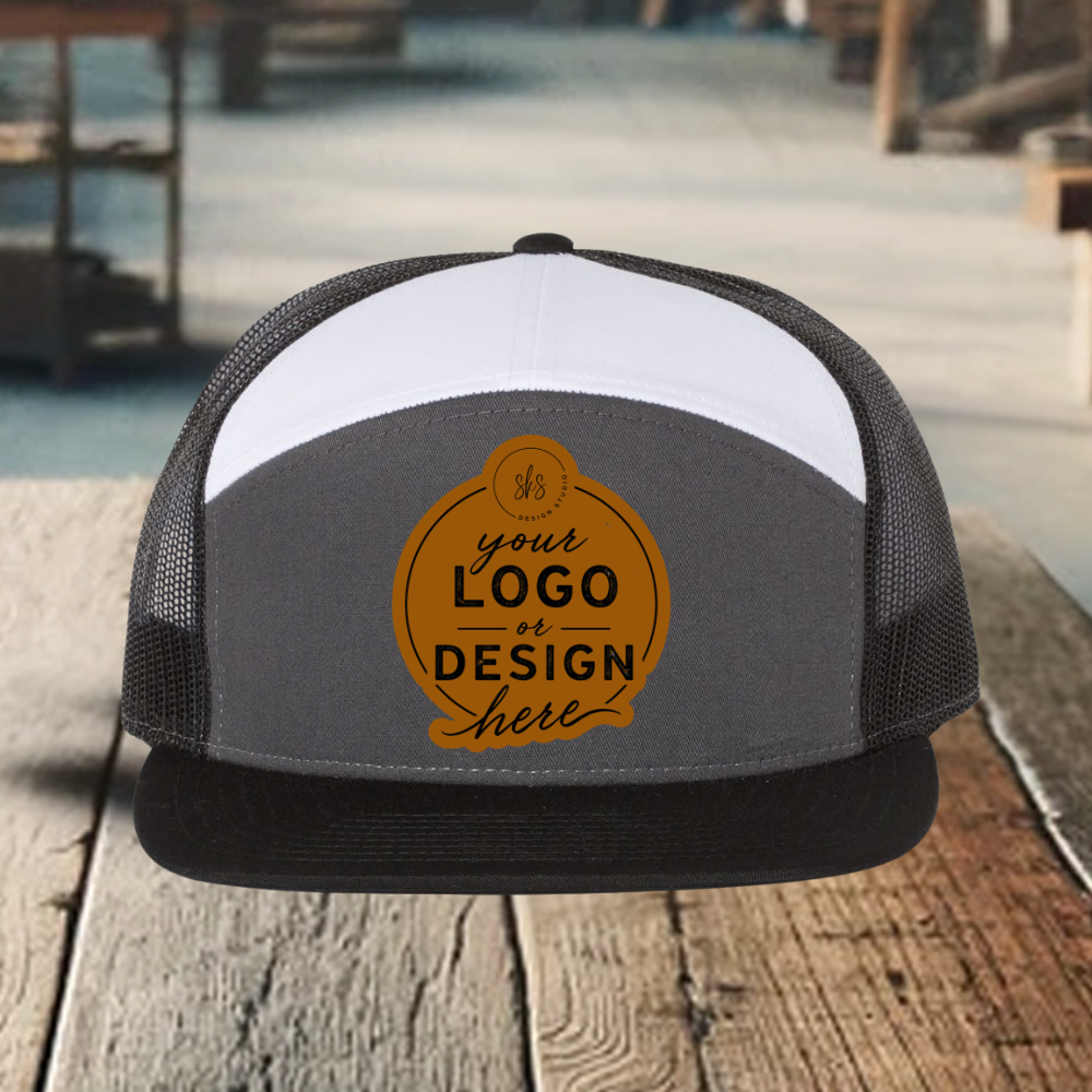 CUSTOM LOGO | Richardson 168 Seven-Panel Hat with Laser Engraved Leather Patch