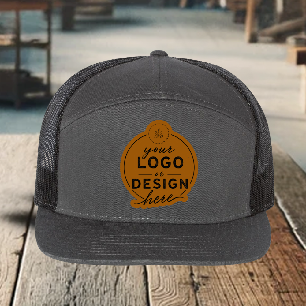 CUSTOM LOGO | Richardson 168 Seven-Panel Hat with Laser Engraved Leather Patch