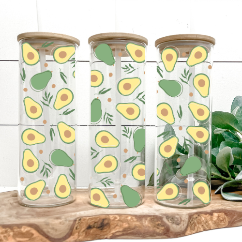 Avocado | VINYL | 25oz Skinny Glass Tumbler