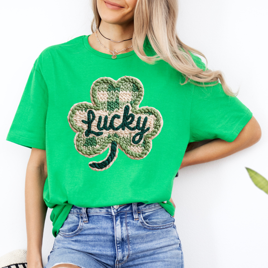 Lucky Shamrock Faux Knit | Unisex T-Shirt [GILDAN]
