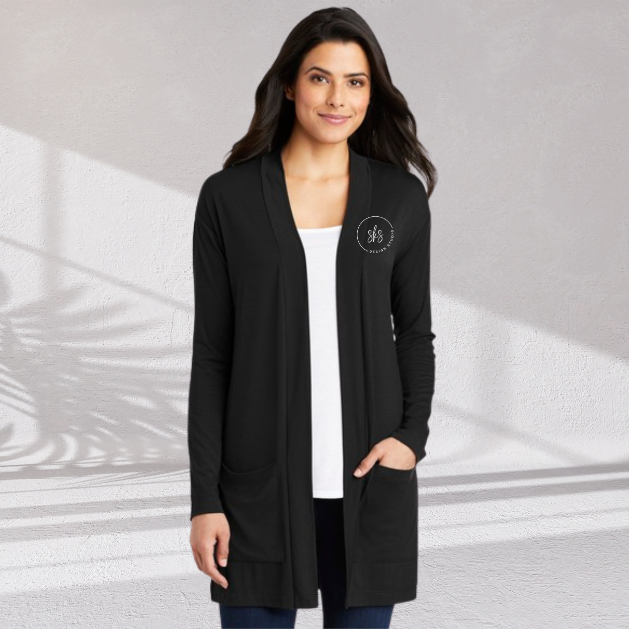 CUSTOM LOGO | Women's Long Pocket Cardigan [PORT AUTHORITY]