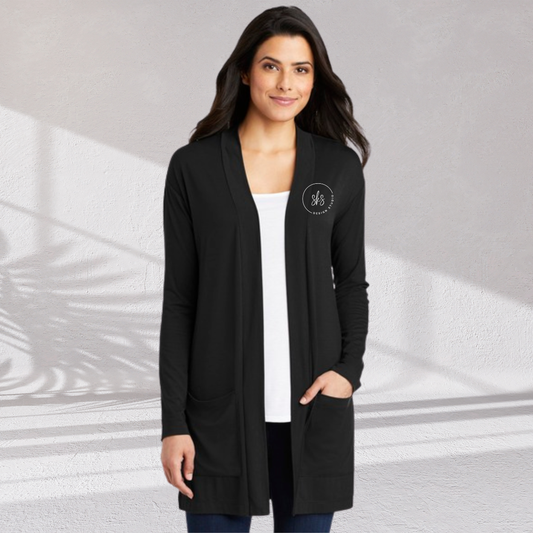 CUSTOM LOGO | Women's Long Pocket Cardigan [PORT AUTHORITY]