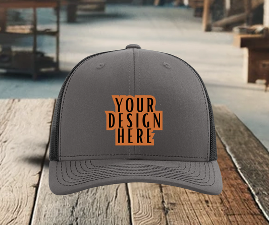 CUSTOM LOGO | Richardson 112 Hat with Laser Engraved Leather Patch