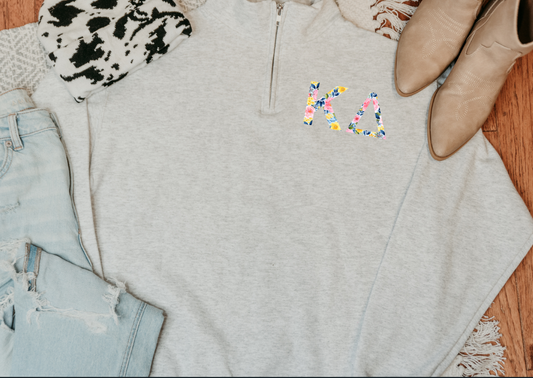 Floral Sorority - Greek Letters | Unisex Quarter-Zip Sweatshirt
