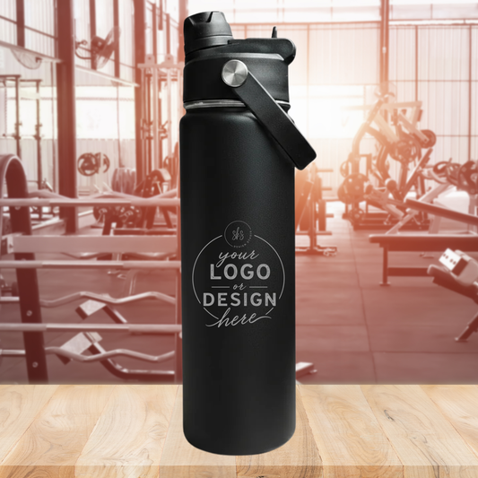 CUSTOM LOGO | ENGRAVED | 22oz Stainless Steel Sports Water Bottle