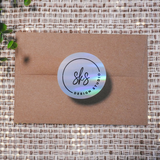 CUSTOM Holographic Logo Sticker | Happy Mail | Support Small Business | Small Business Shipping Stickers