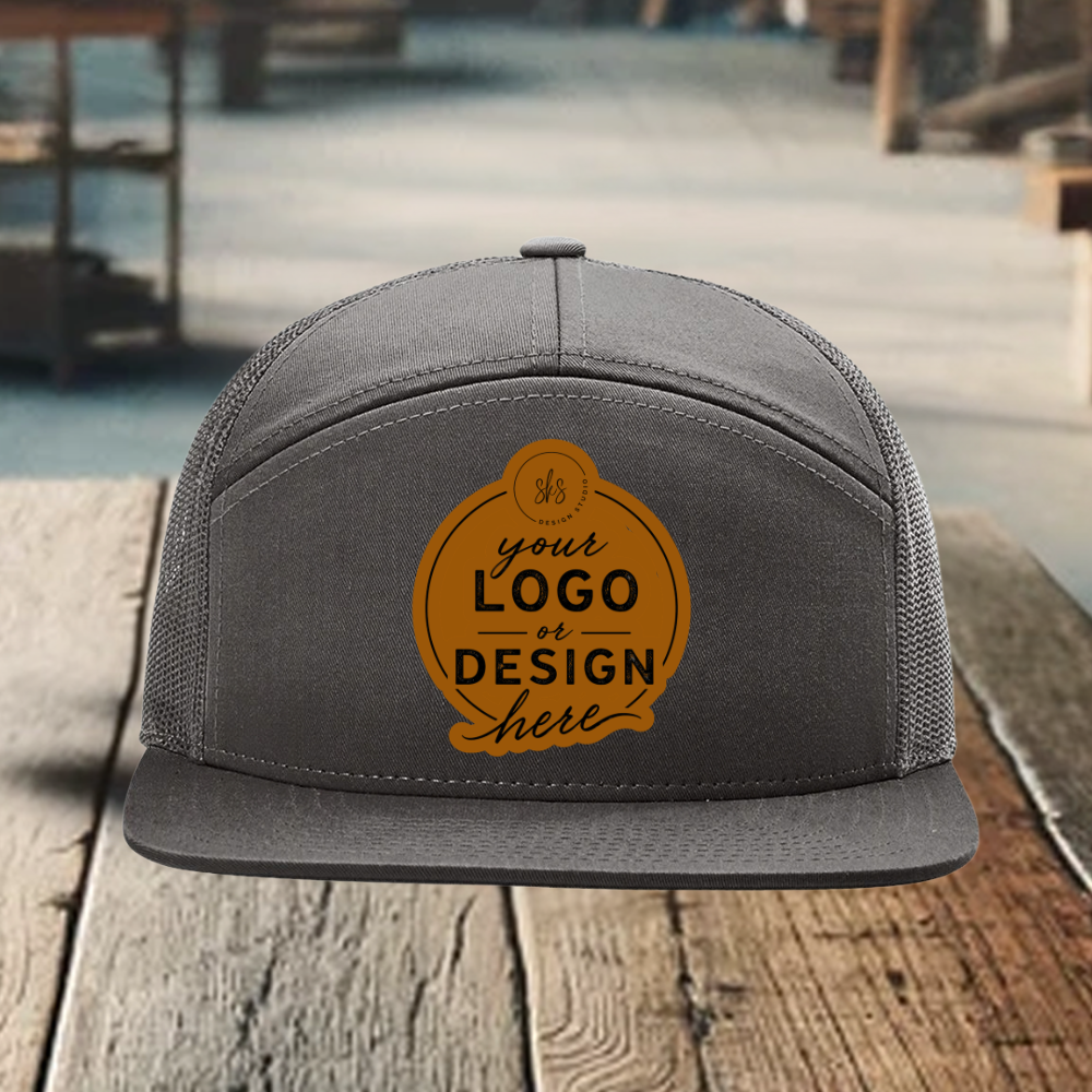 CUSTOM LOGO | Richardson 168 Seven-Panel Hat with Laser Engraved Leather Patch