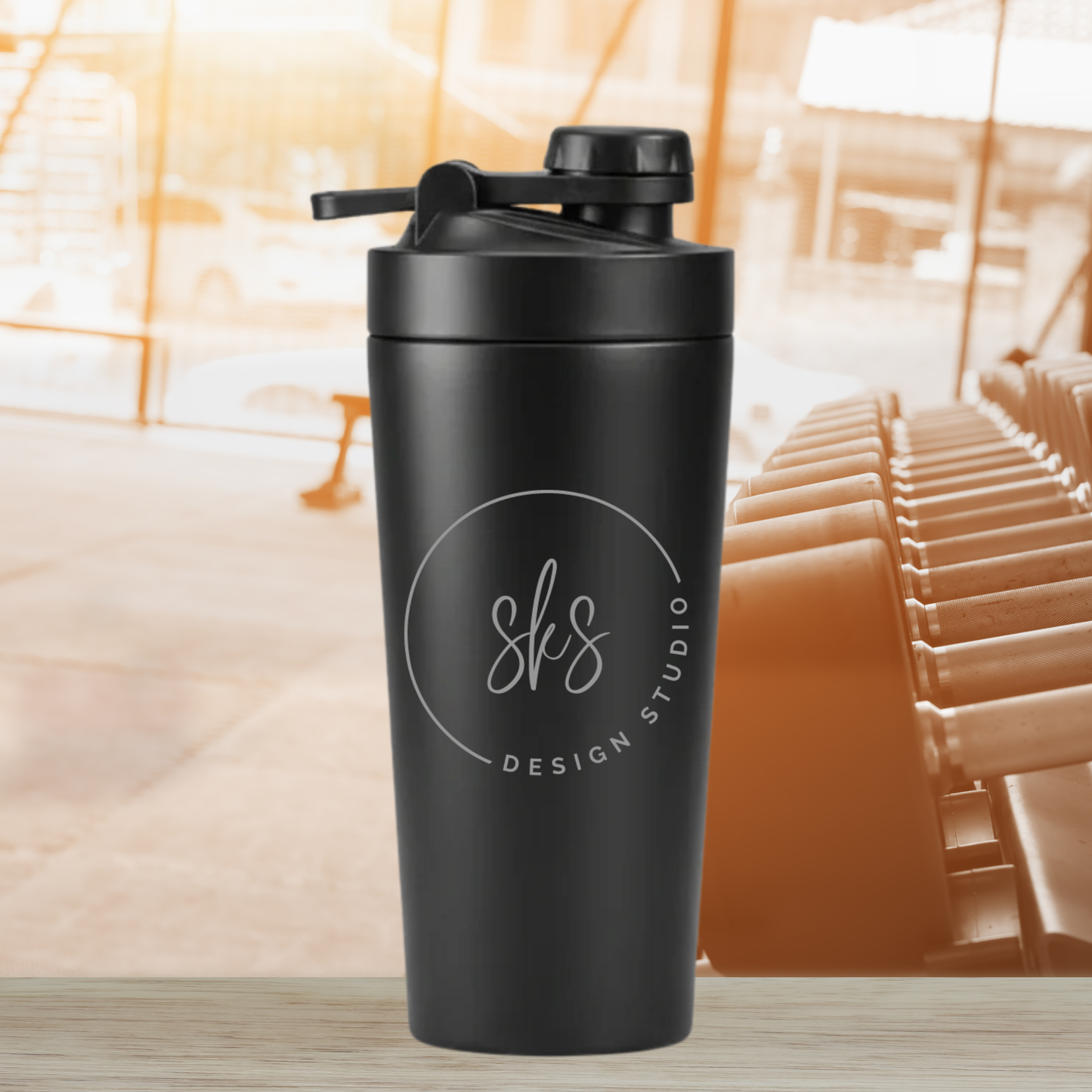 CUSTOM LOGO | ENGRAVED | 20oz Stainless Steel Shaker Bottle